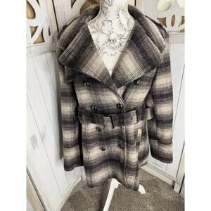 Miss Sixty Y2K Plaid Peacoat Black Cream Size XL Euro Vintage